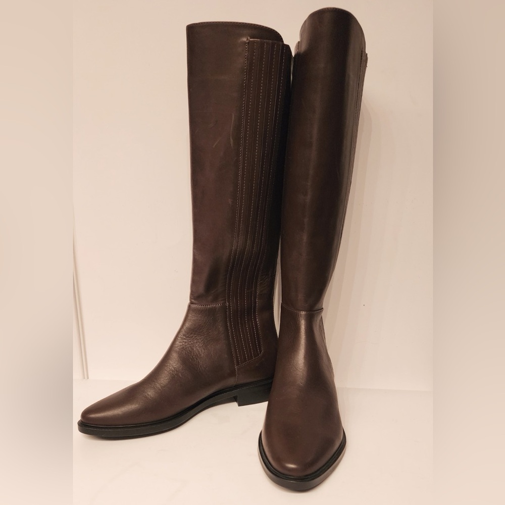Calvin Klein Womens Finley Leather Closed Toe Knee High Brown Coffee Bean Size 5 - Picture 3 of 12